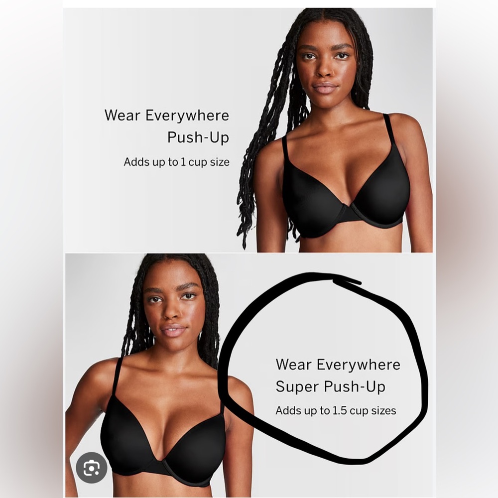 Where everywhere super pushup. PINK bra size 32B in black